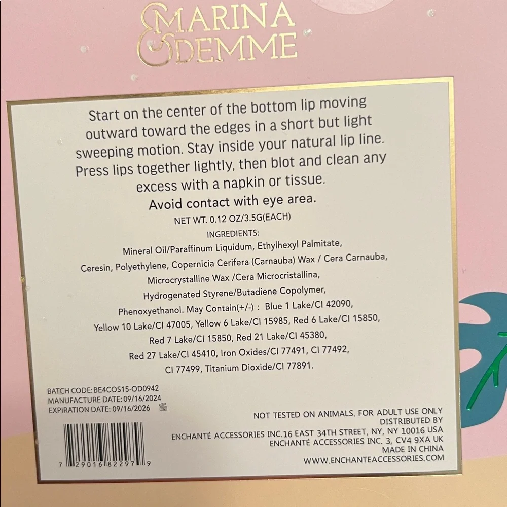 MARINA & DEMME DECK THE PALMS 10pieces-LIPSTICK COLLECTION-NIB